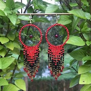 Handmade Glass Seed Bead Fringe Earrings